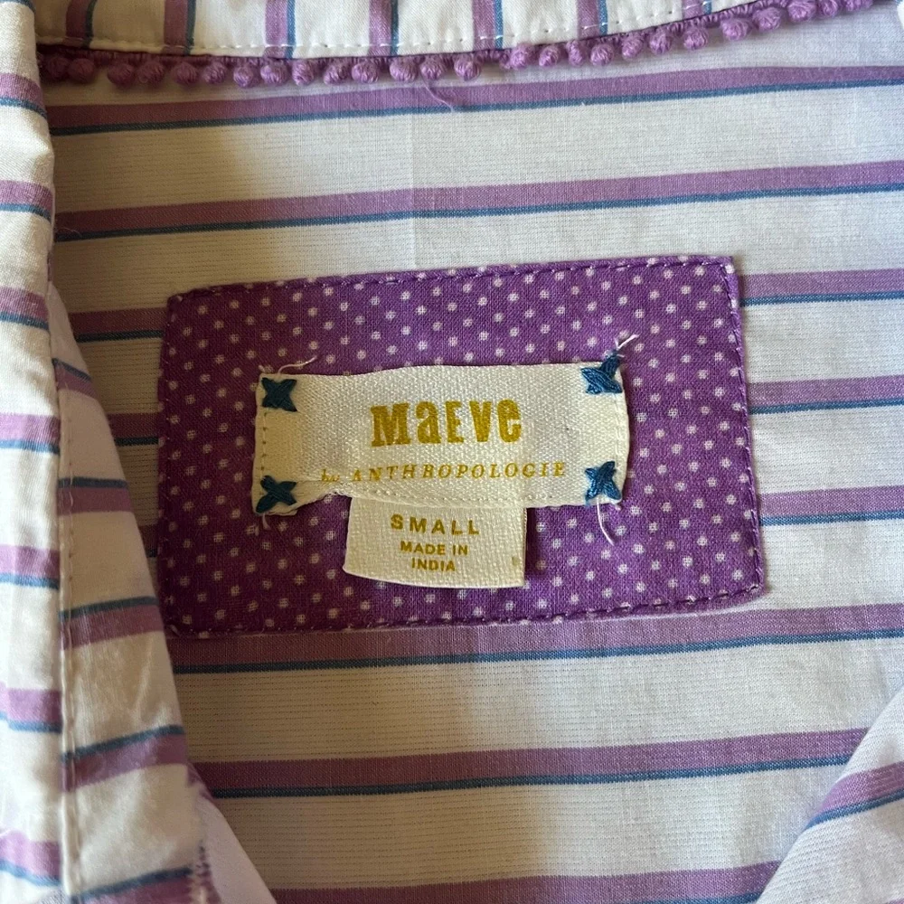 Anthropologie Maeve Embroidered Button Down Shirt in Butterfly S - Picture 2 of 5